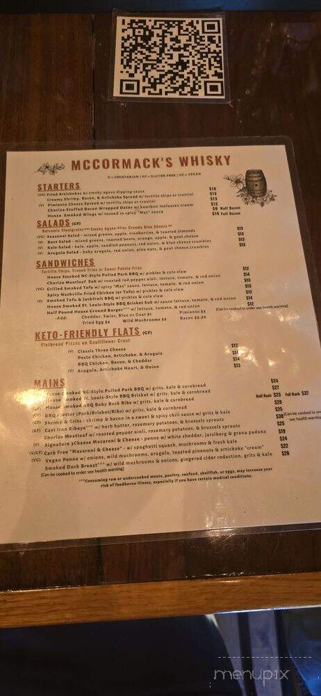 McCormack's Big Whisky Grill - Richmond, VA menu_pic