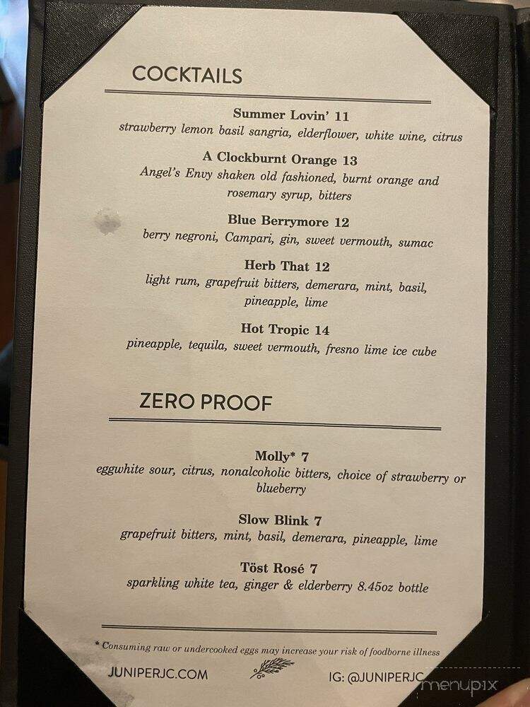 Juniper - Johnson City, TN menu_pic