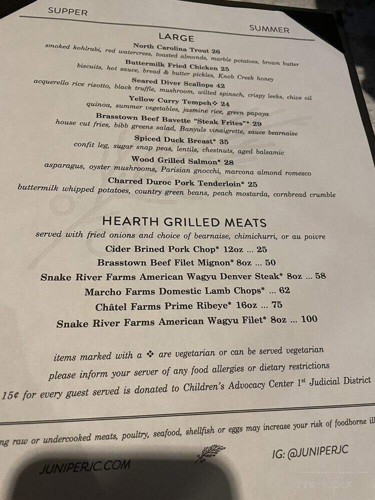 Juniper - Johnson City, TN menu_pic