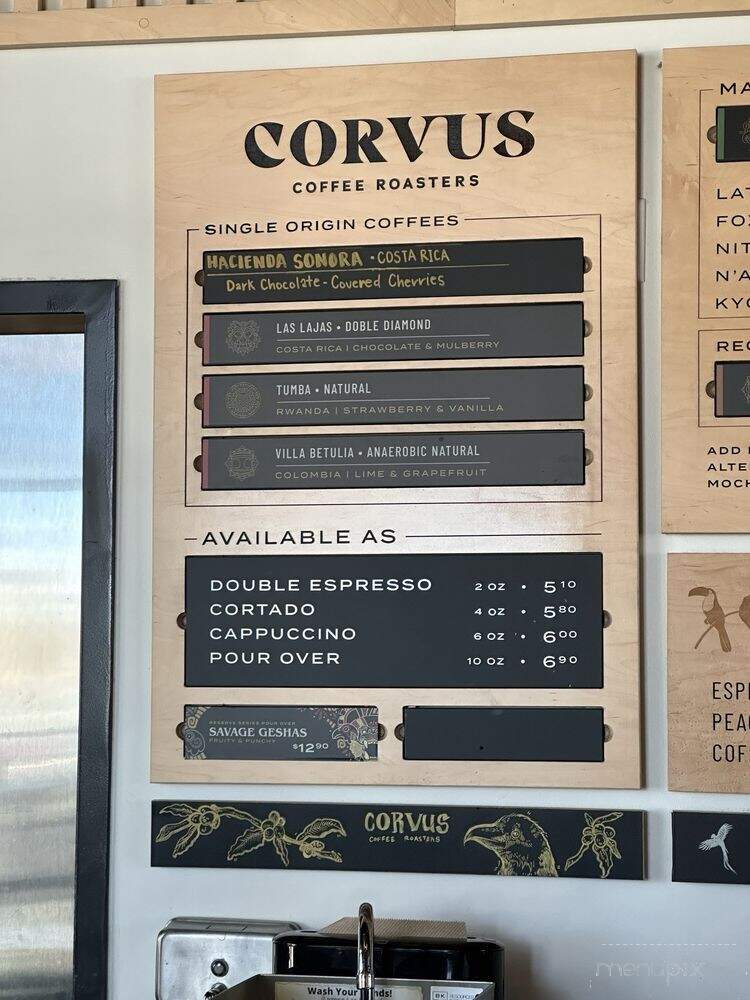 Corvus Coffee Roasters - Arvada, CO menu_pic