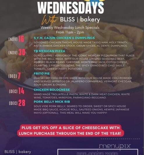 Bliss Bakery - Houston, TX menu_pic