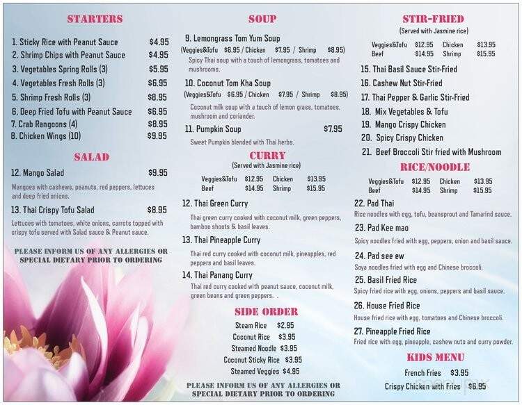 ThongThai Cuisine - Gravenhurst, ON menu_pic