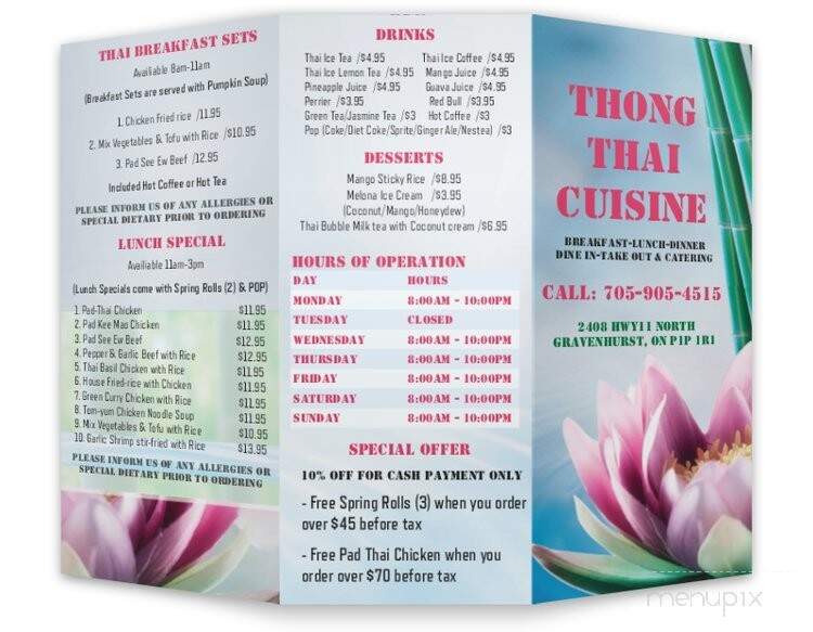 ThongThai Cuisine - Gravenhurst, ON menu_pic