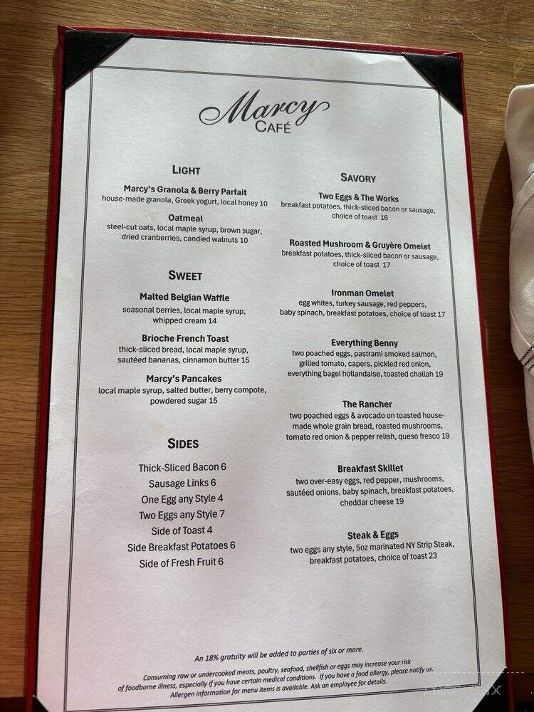 Marcy Bar - Lake Placid, NY menu_pic