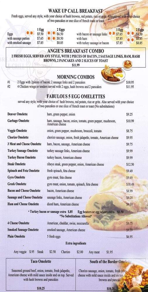 Angie's Breakfast and Grill - Merrillville, IN menu_pic