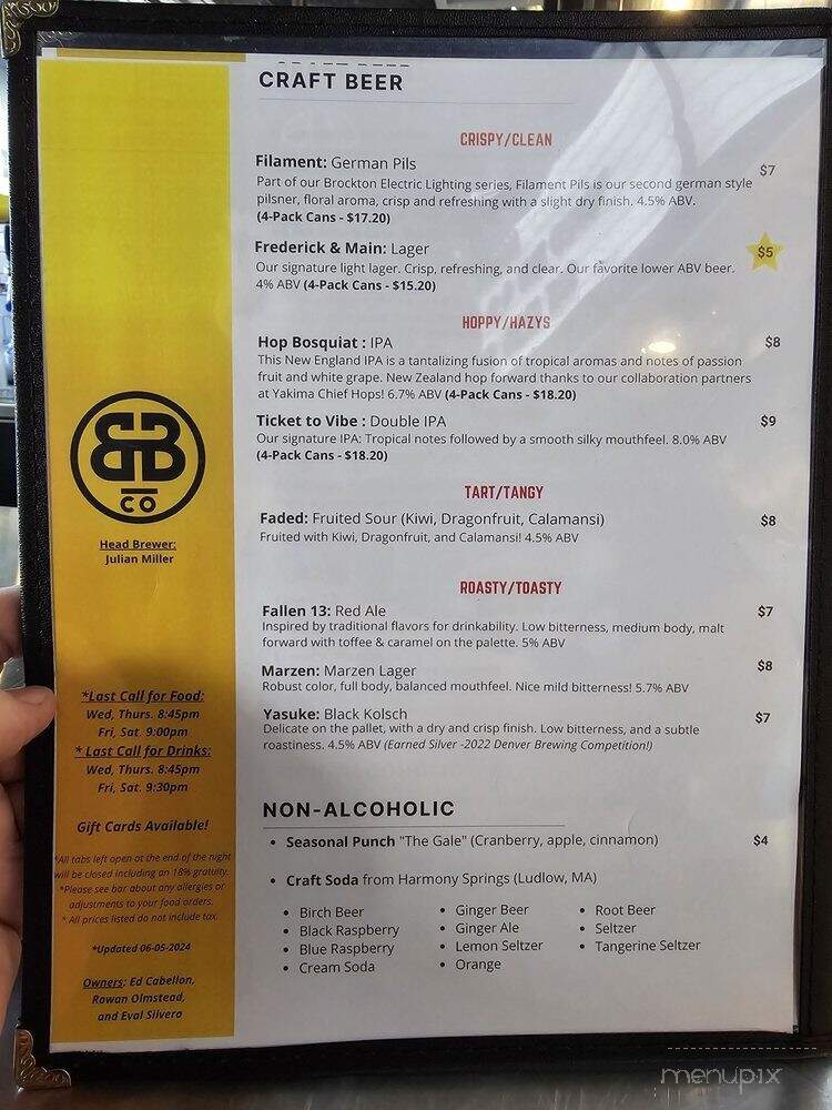Brockton Beer Company - Brockton, MA menu_pic