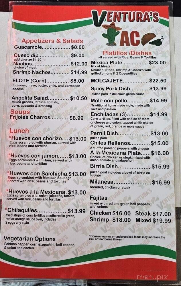 Ventura's Taco - Milwaukee, WI menu_pic