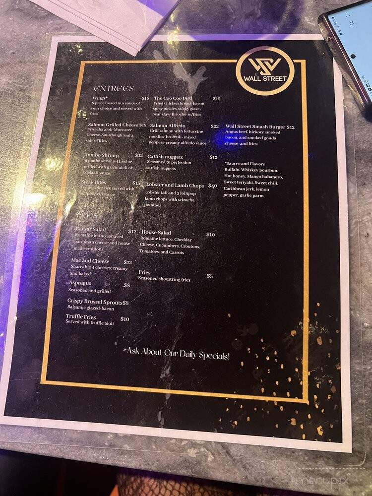 Wall Street Ultra Lounge - Detroit, MI menu_pic