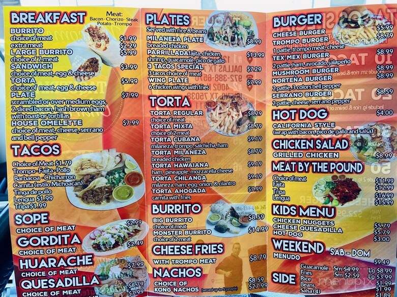 Taqueria Charly #4 - Grand Prairie, TX menu_pic