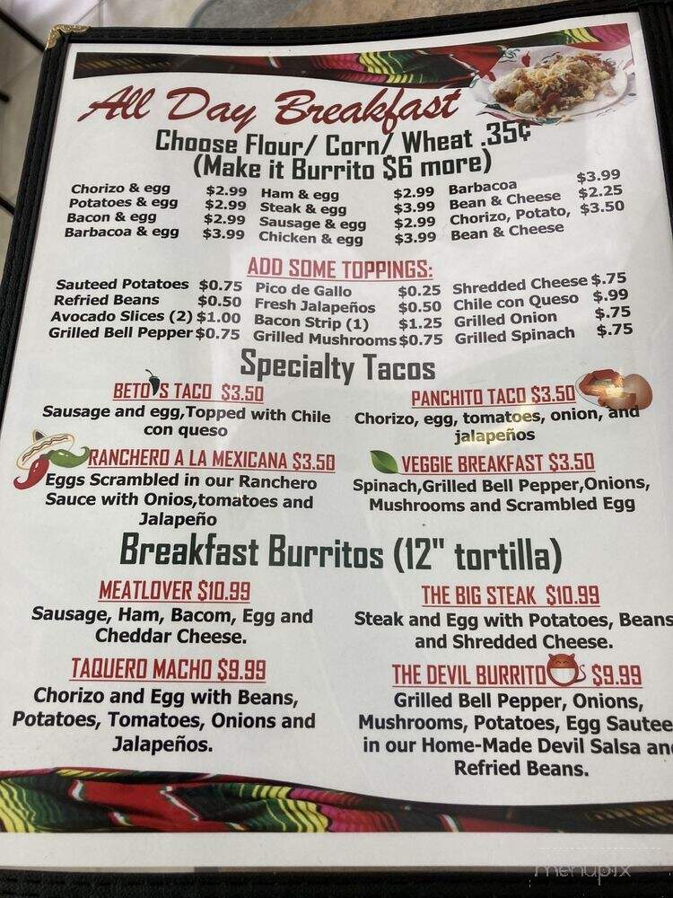 Beto's Taqueria - Houston, TX menu_pic