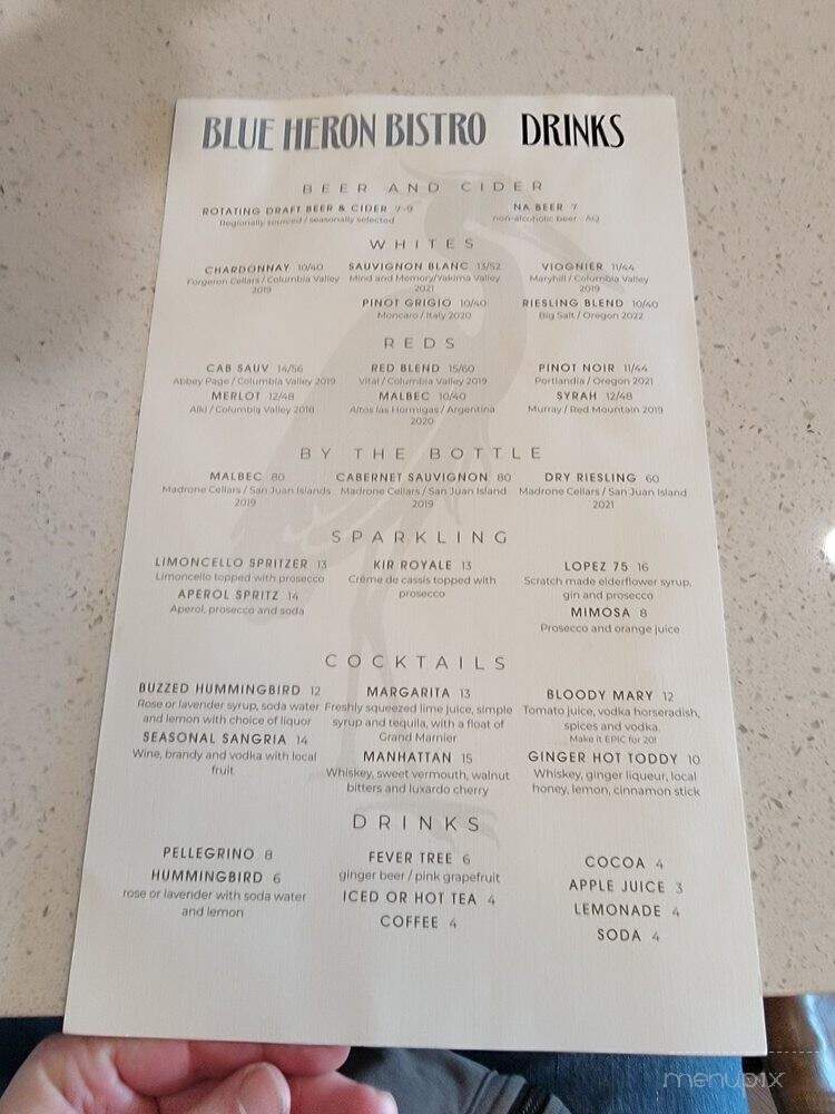 Blue Heron Bistro - Lopez Island, WA menu_pic