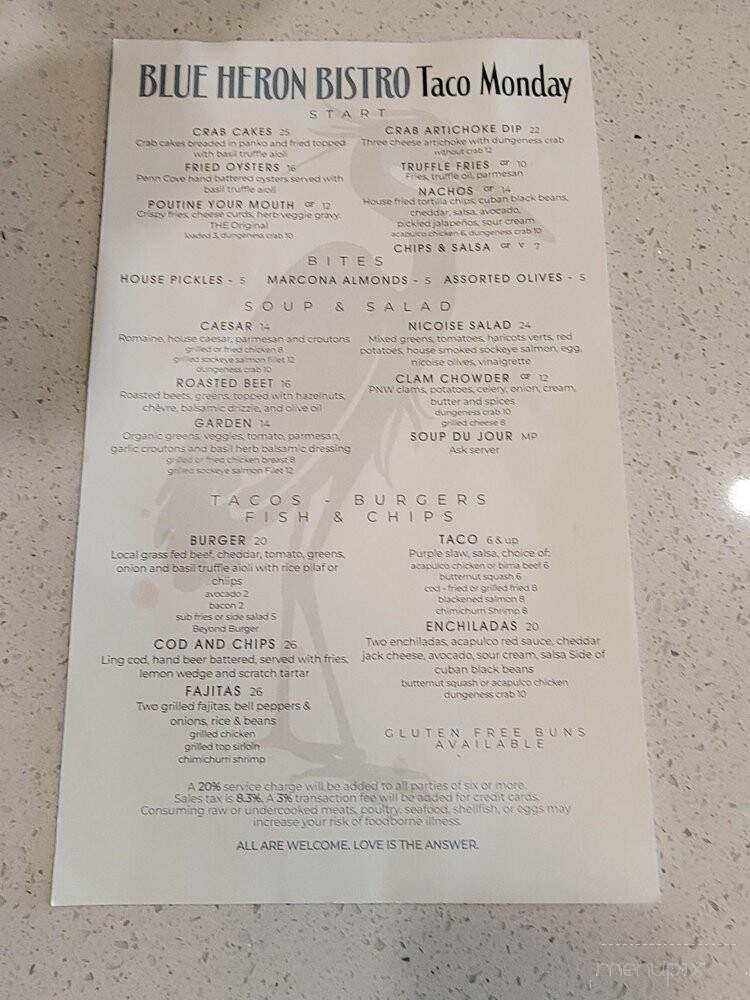 Blue Heron Bistro - Lopez Island, WA menu_pic