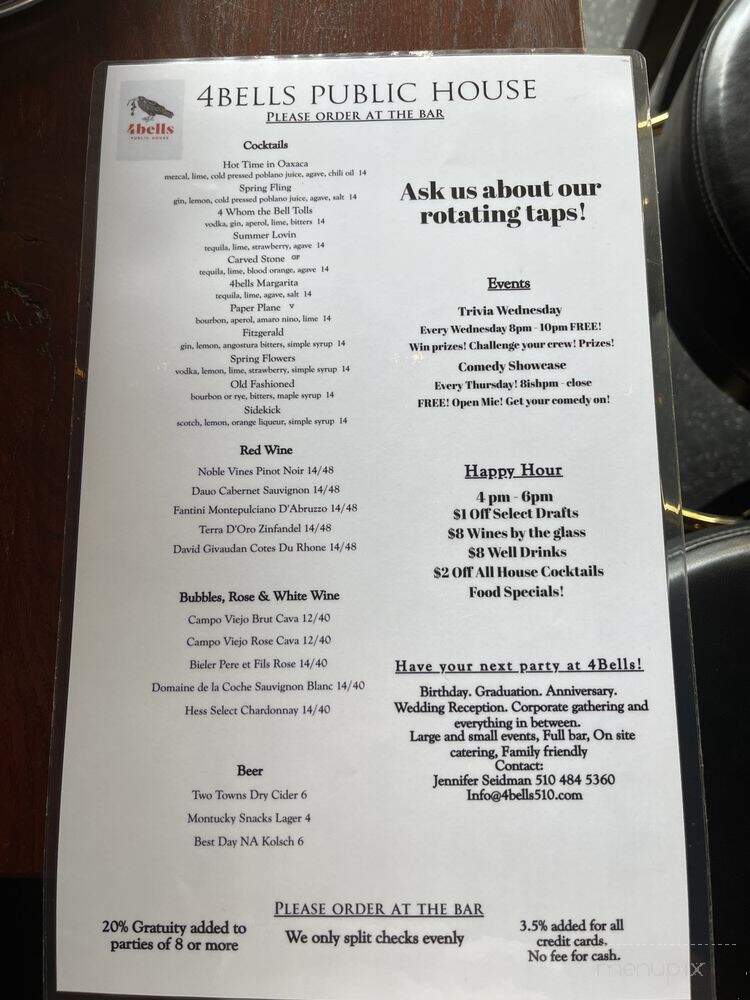 4 Bells Public House - Berkeley, CA menu_pic