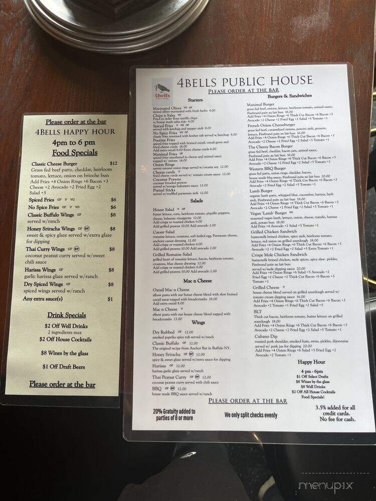 4 Bells Public House - Berkeley, CA menu_pic
