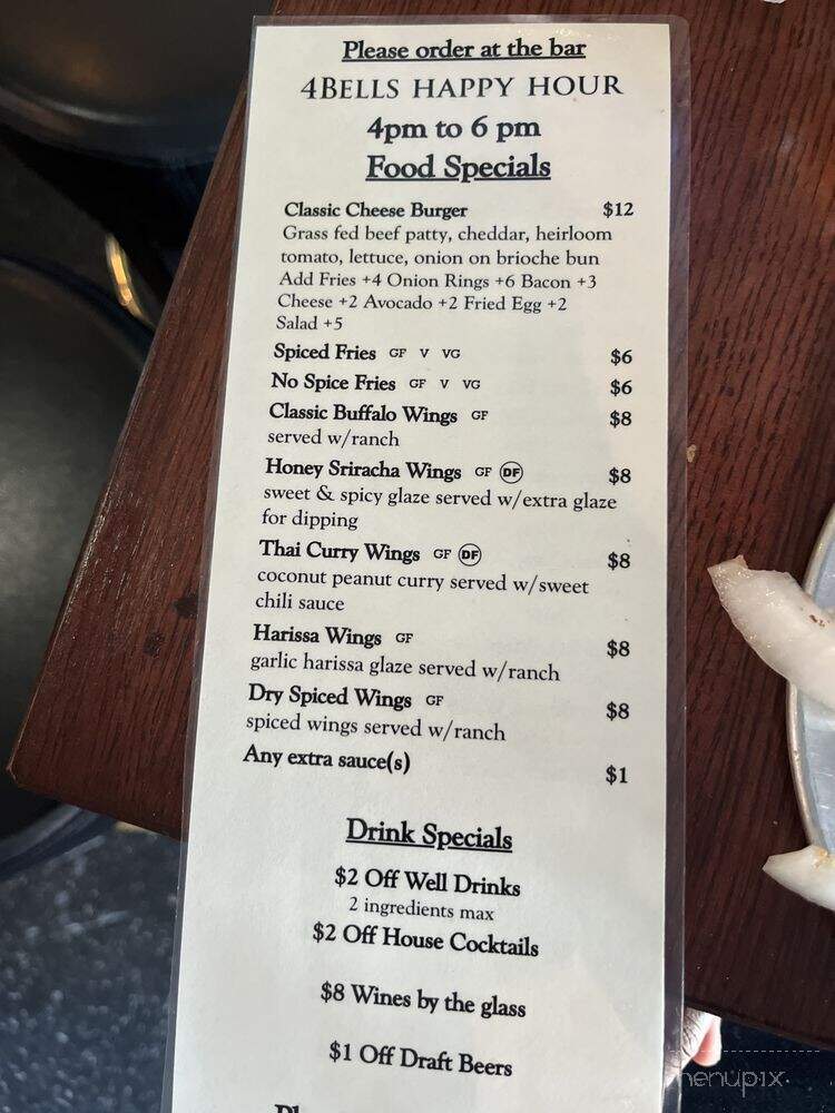 4 Bells Public House - Berkeley, CA menu_pic