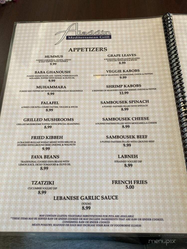 Aladdin's Mediterranean Grill - Golden, CO menu_pic