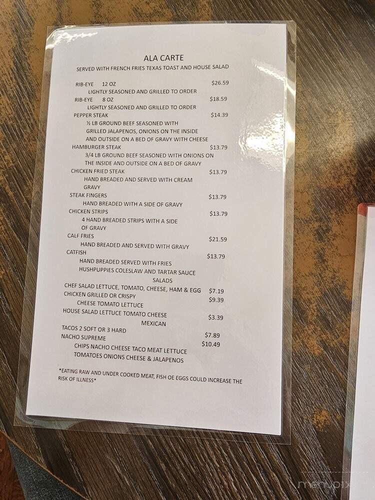 Caprock Cafe - Dickens, TX menu_pic
