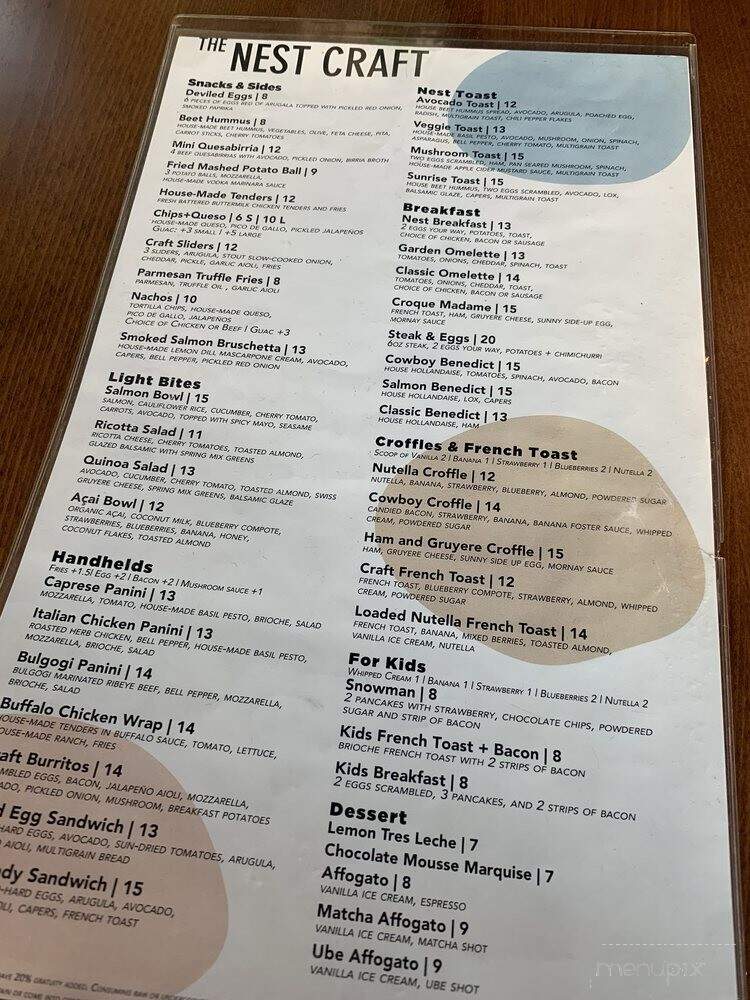 The Nest Craft - Dallas, TX menu_pic