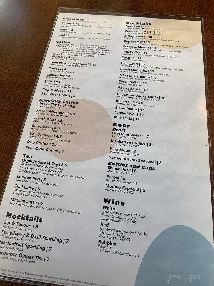 The Nest Craft - Dallas, TX menu_pic