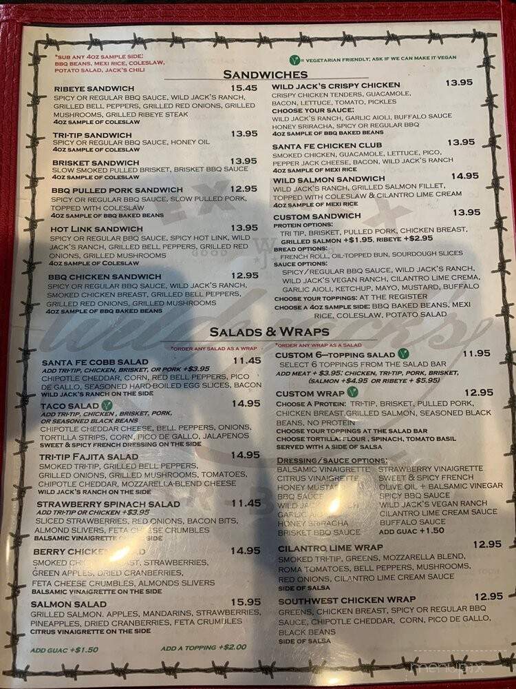 Wild Jack's Restaurant - Traver, CA menu_pic