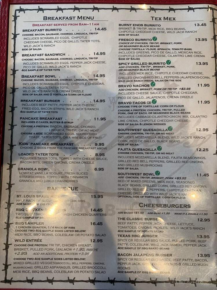 Wild Jack's Restaurant - Traver, CA menu_pic