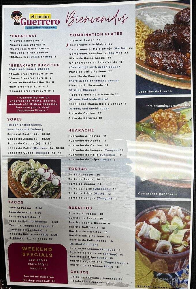 El Rincon Guerrero Mexican Grill - Las Vegas, NV menu_pic