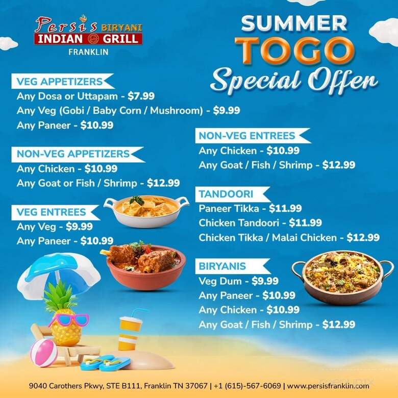 Persis Biryani Indian Grill - Franklin, TN menu_pic