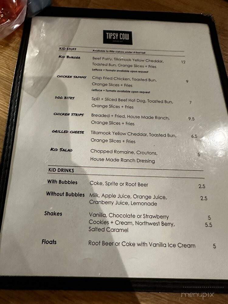 Tipsy Cow - Issaquah, WA menu_pic
