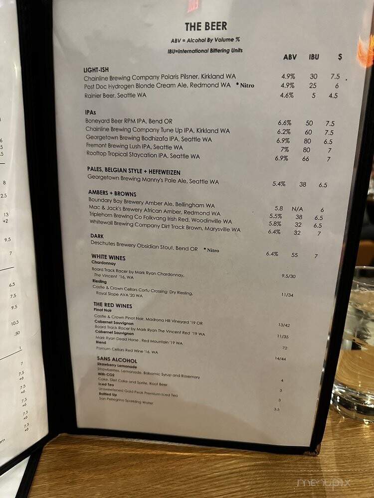 Tipsy Cow - Issaquah, WA menu_pic