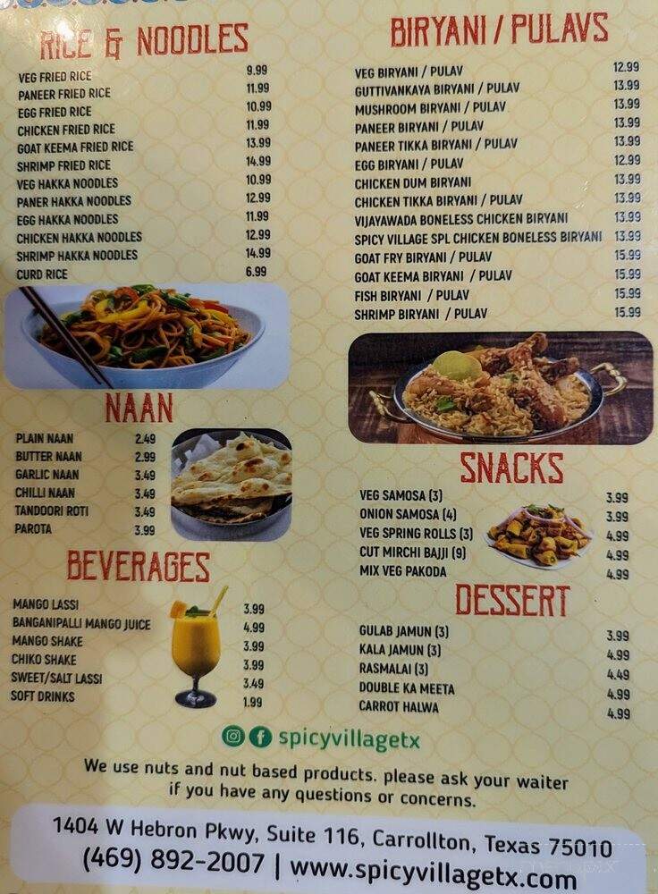Spicy Village - Carrollton, TX menu_pic