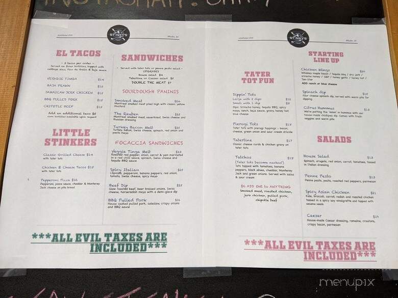 Stinky's on the Stroll - Whistler, BC menu_pic