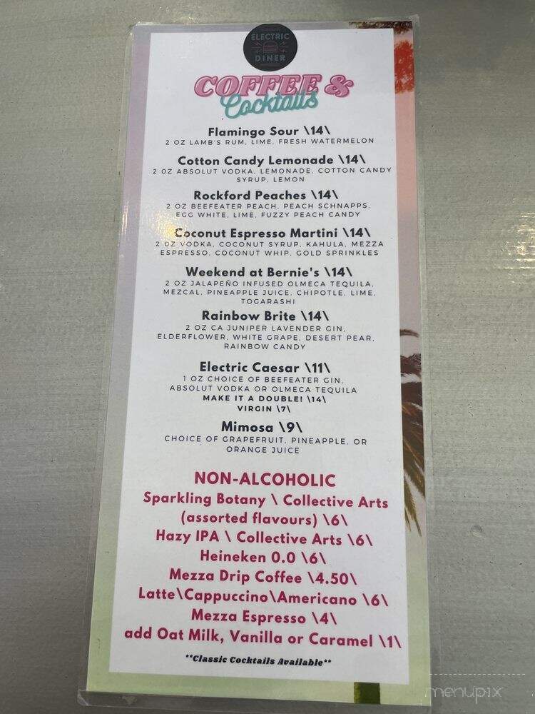 Electric Diner - Hamilton, ON menu_pic
