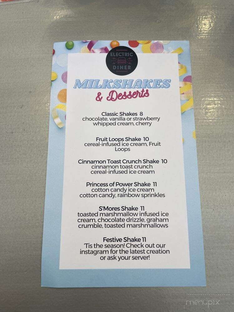 Electric Diner - Hamilton, ON menu_pic