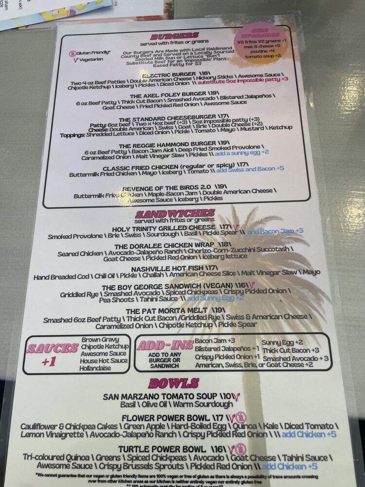 Electric Diner - Hamilton, ON menu_pic