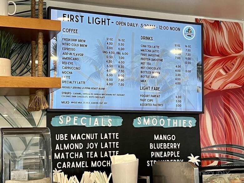 First Light Coffee and Juice Bar - Kapaa, HI menu_pic