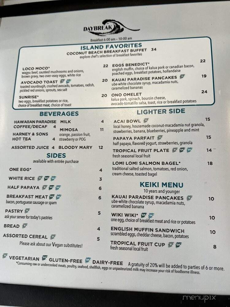 First Light Coffee and Juice Bar - Kapaa, HI menu_pic