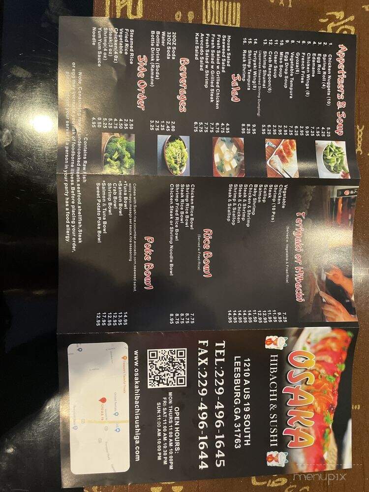Osaka Hibachi & Sushi - Leesburg, GA menu_pic