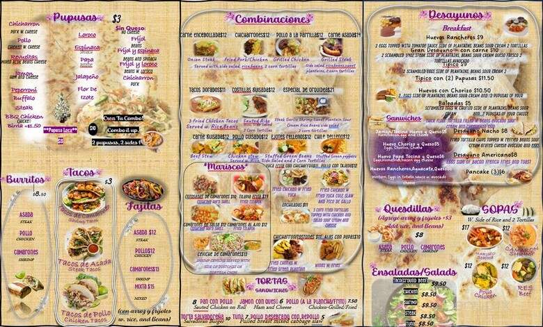 Orquideas Pupuseria - Lebanon, PA menu_pic