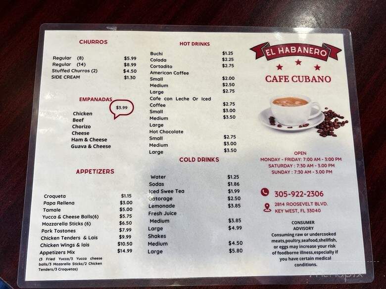 El Habanero - Key West, FL menu_pic