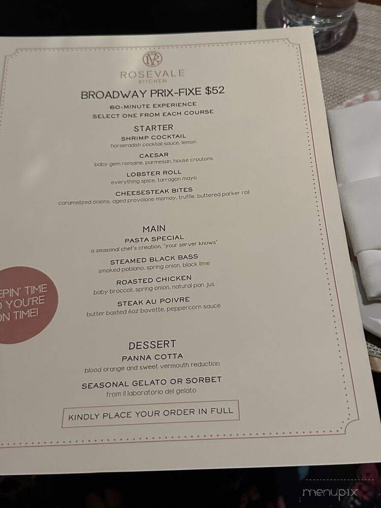 Rosevale Kitchen - New York, NY menu_pic