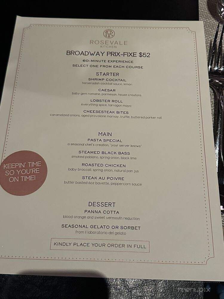 Rosevale Kitchen - New York, NY menu_pic