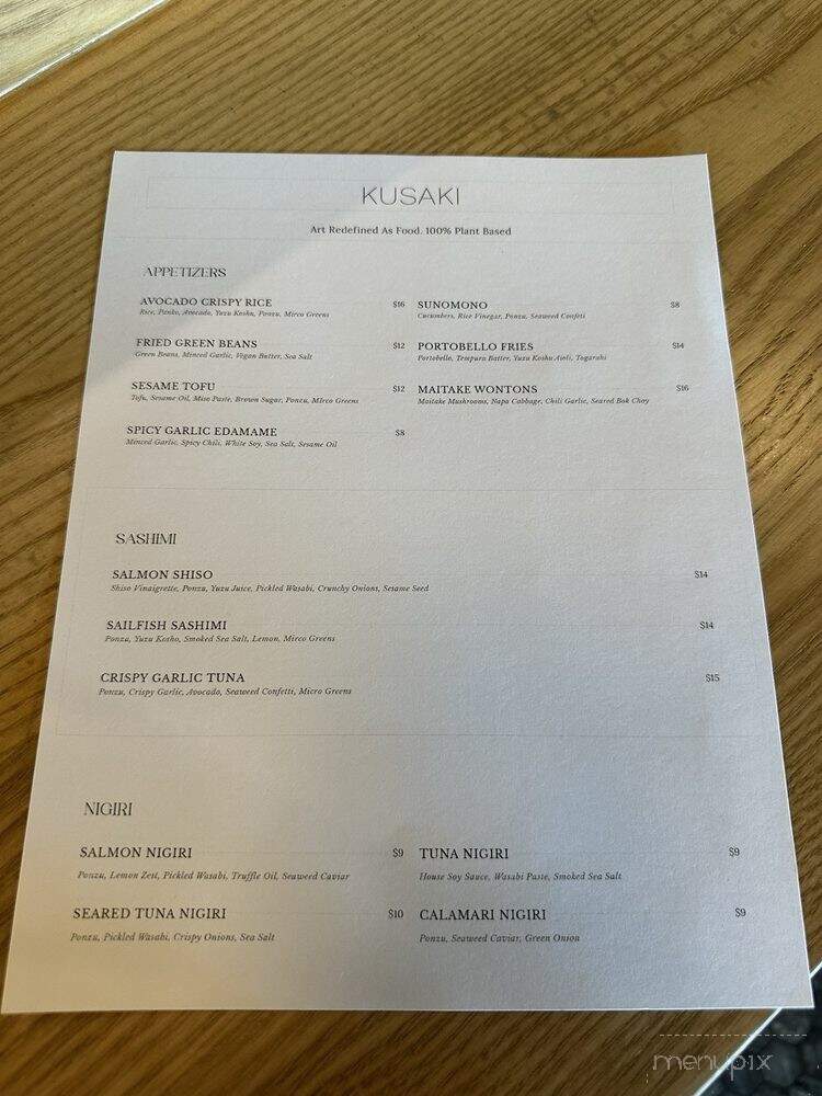 Kusaki - Los Angeles, CA menu_pic