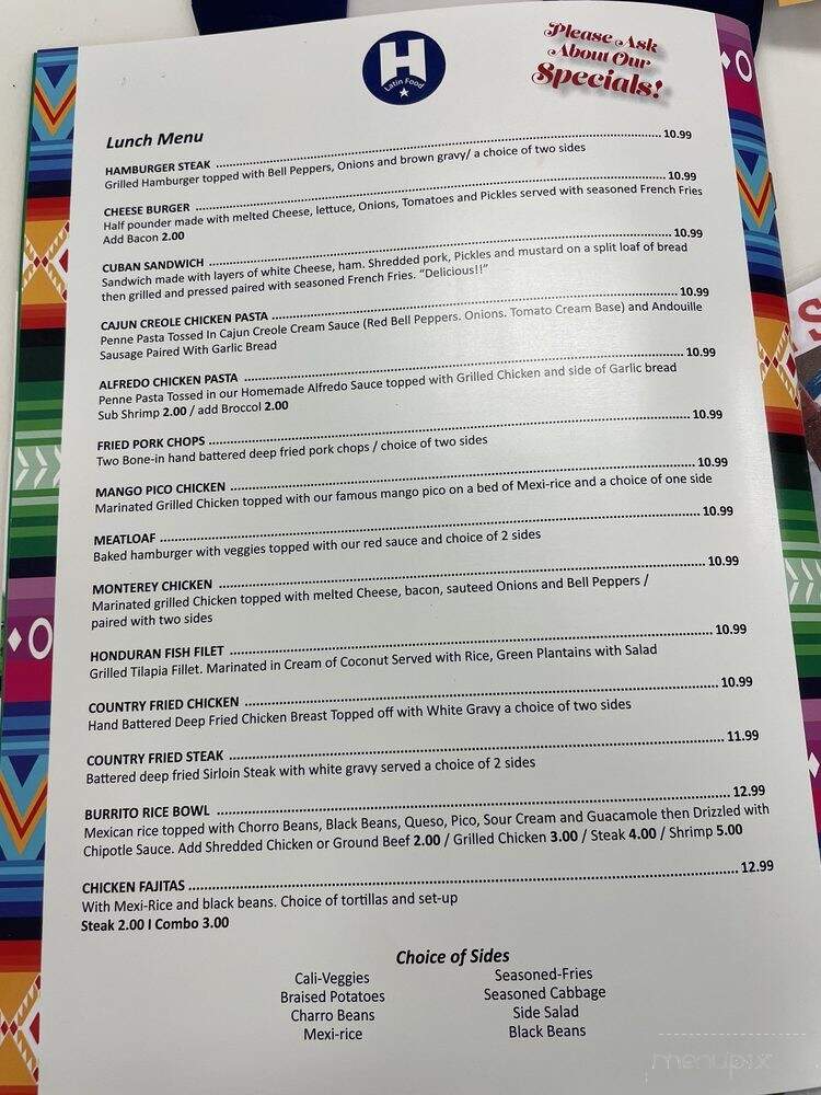 H Latin Food - Haughton, LA menu_pic