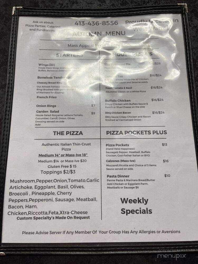 Mass Appeal Pizza and Bread - Warren, MA menu_pic