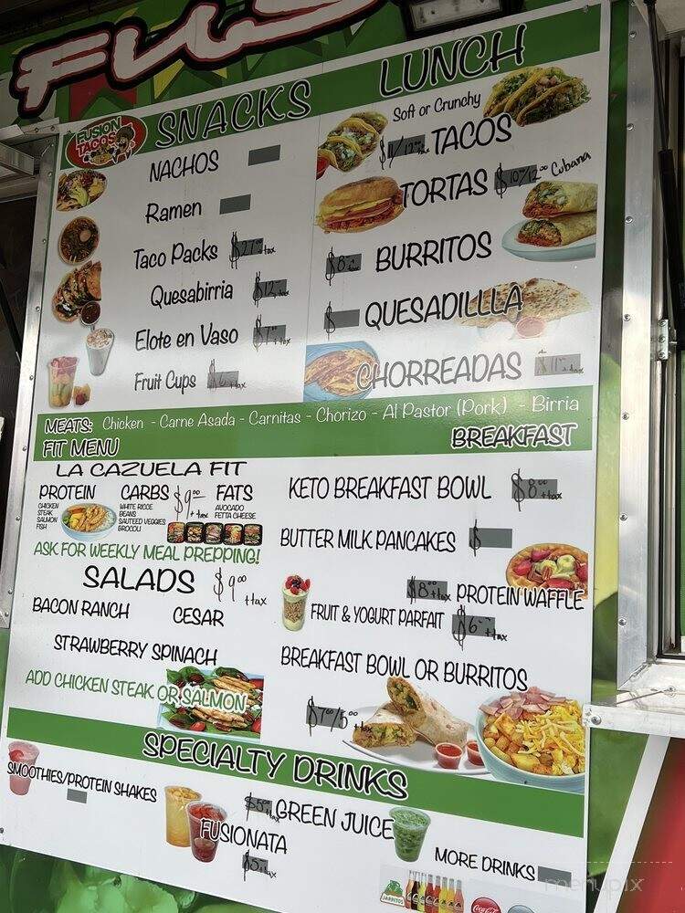 Fusion Tacos - Albuquerque, NM menu_pic