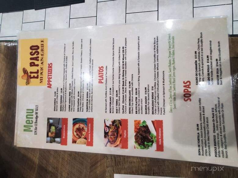 El Paso Mexican Grill 2 - Brooklyn, NY menu_pic