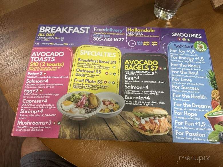 Holy Avocado - Hallandale Beach, FL menu_pic