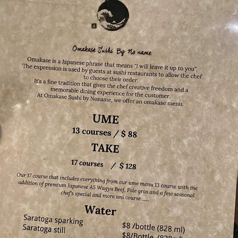 Omakase Sushi by Noname - New York, NY menu_pic