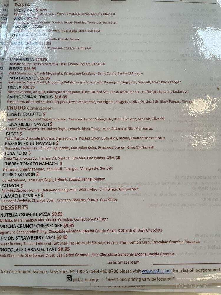Patis Bakery - New York, NY menu_pic