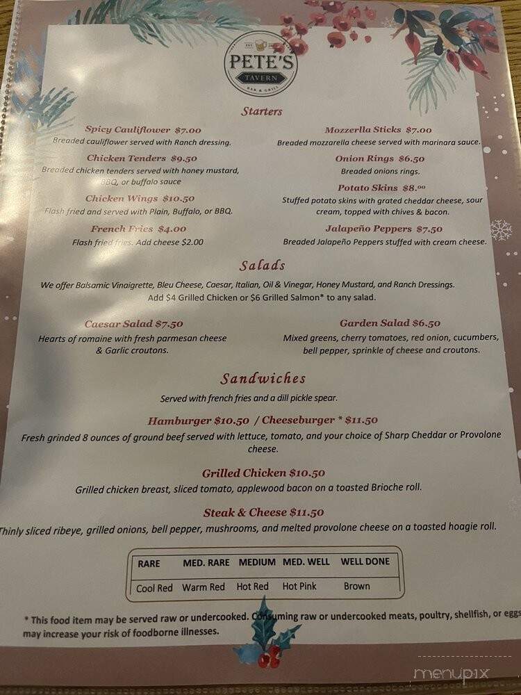 Pete's Tavern - Springfield, VA menu_pic